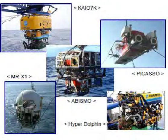 Figure 2.3: Underwater vehicles equipped with under water cameras [8] 