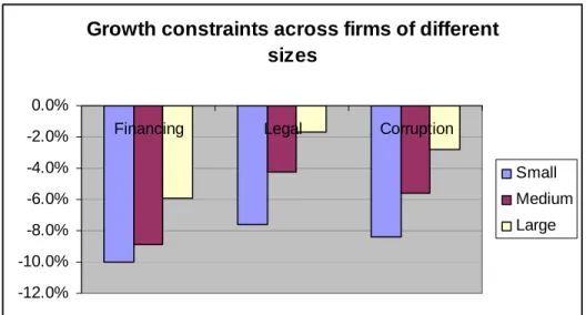 Figure 5: The effect of financing obstacles on firms of different sizes 