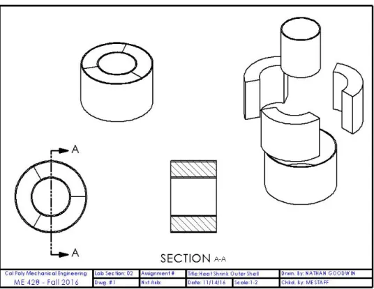 Figure 24. Layout drawing of the heat shrink outer shell joining method. This drawing is based  on a full thickness band 