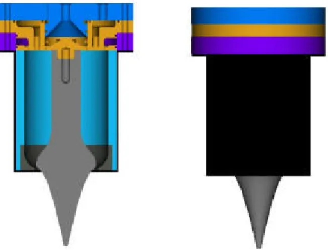 Fig. 1.  Solid model of the aerospike engine   From the requirements stated above and the  selection of the design altitude (12,000 ft), the  specific impulse, total mass flow rate, chamber  volume, throat and exit areas are computed