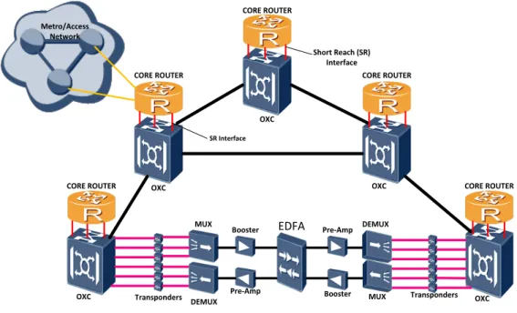 Figure 2-6: IP over WDM Core Network Architecture 
