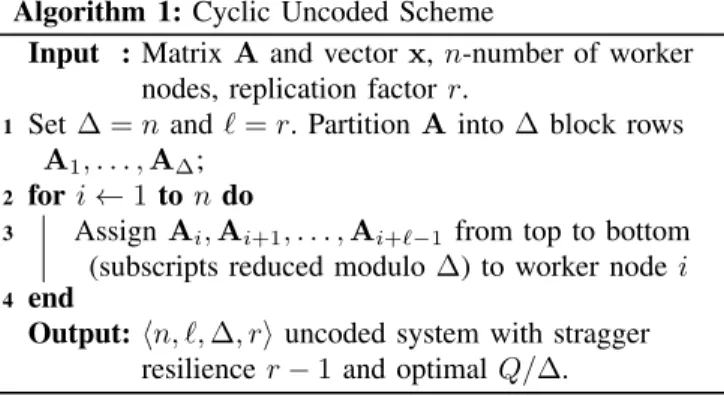 Fig. 3: A hn, `, ∆, ri = h5, 3, 5, 3i-uncoded system designed using Algorithm 1. The dotted blocks show the blocks that can be