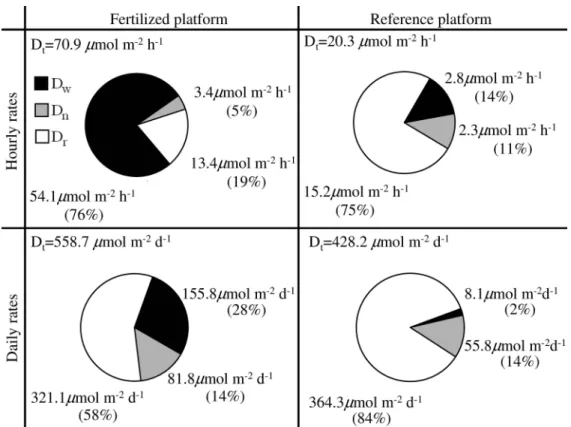 Fig. 4. The relative importance of denitrification pathways in the marsh platform sediment