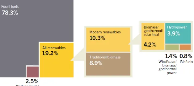 Figure 1-6  Estimated Renewable Energy Share of Global Final Energy Consumption, 2014 [1] 