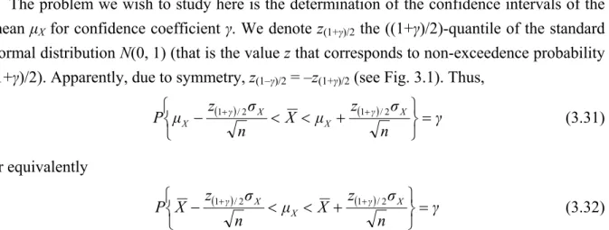 Fig. 3.1 Explanatory sketch for the confidence intervals of the mean.  