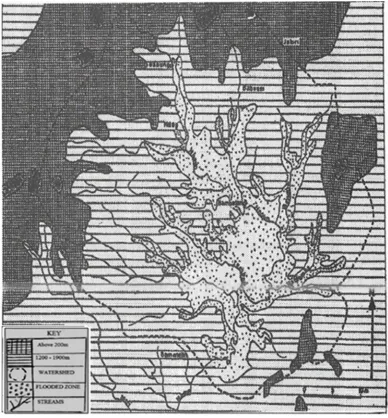 Figure 2. The Relief and Drainage of the Ndop Plain, an Extensive Lowland. 