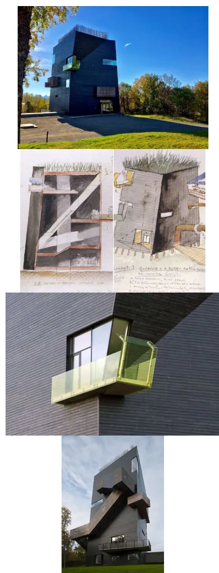 Figure 8 Steven Holl, Hamsun Center, “The girl with sleeves rolled up polished yellow panes”  