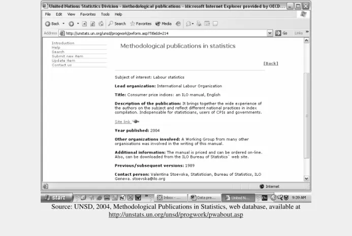 Figure 1: United Nations Statistical Divisions Methodological Publications in Statistics website  