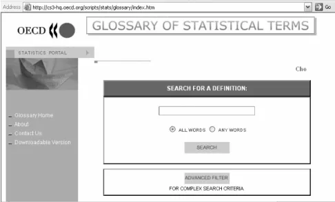 Figure 2: Home pages for the OECD Glossary of Statistical Terms and the Eurostat Concepts and  Definitions Database (CODED) 