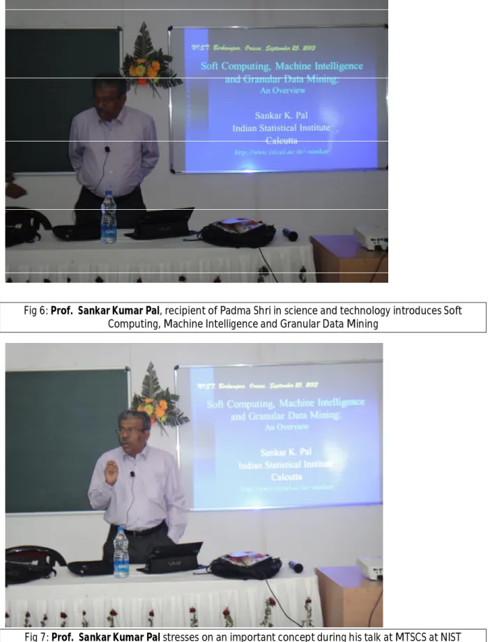 Fig 7: Prof.  Sankar Kumar Pal stresses on an important concept during his talk at MTSCS at NIST  