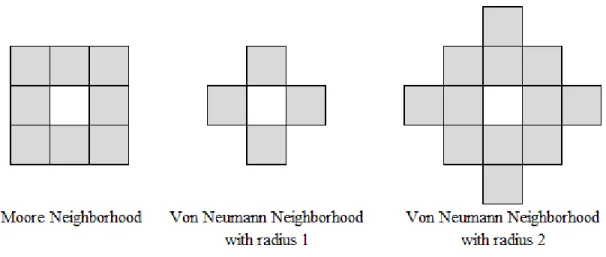 Fig. 3. Cellular Automaton Neighborhoods. 