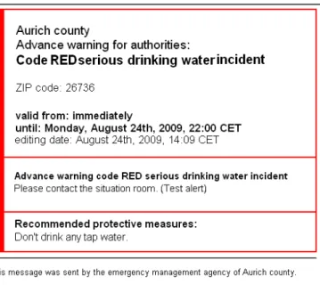 Figure 1: Test alert message distributed via e-mail 