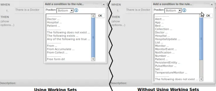 Figure 4.16. Comparison of "Add new Pattern" window using Working Set and without using them