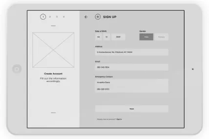 Figure 63.  Patient View: Sign Up User Profile Information 2 Feedback