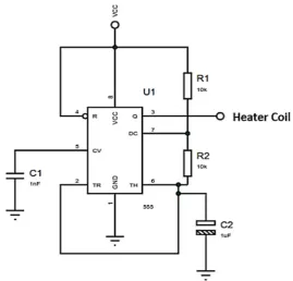 Figure 5 provides the electronic circuit used to generate the square pulses applied to the heater coil of the sensor, in order to modulate the temperature