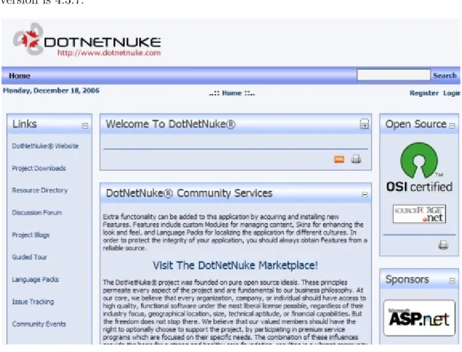 Figure 2.16 A DotNetNuke example web site.