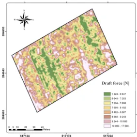 Figure 5. The tillage force map of the experimental field