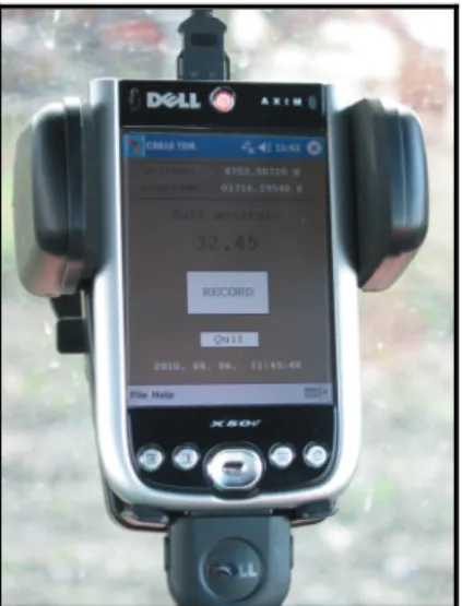 Figure 6. The software running on the PDA recording the soil moisture content
