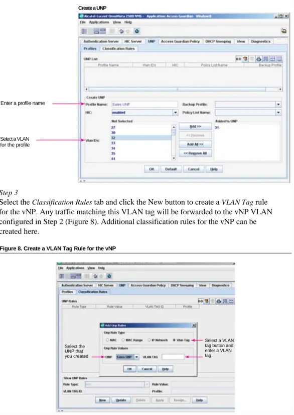 Figure 7. Configure a vNP using the vNP tab in the OmniVista Access Guardian application