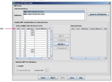 Figure 13. Select and enable vNP ports on the switches Select and Enable UNP Ports