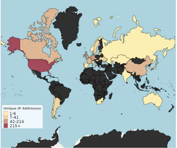Figure 4.1: Map of Countries in Database