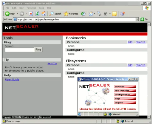 Figure  5 Session window with the portal page in the background
