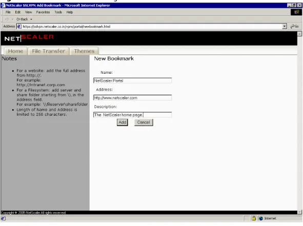 Figure 2-10   Add Bookmark Page