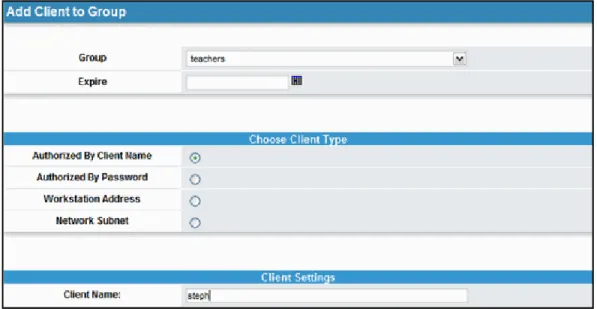 Figure 14: Add client to the group Teachers 