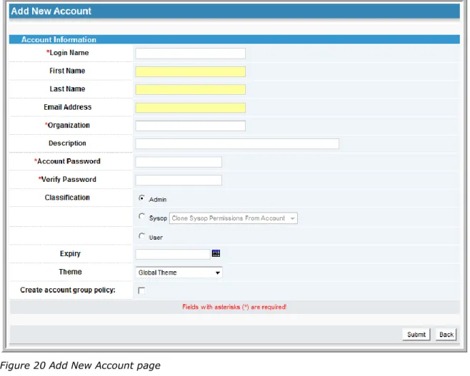 Figure 20 Add New Account page 