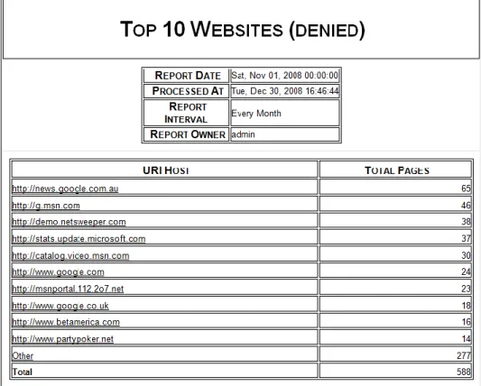 Figure 30 Top 10 Websites Denied Quick Report 