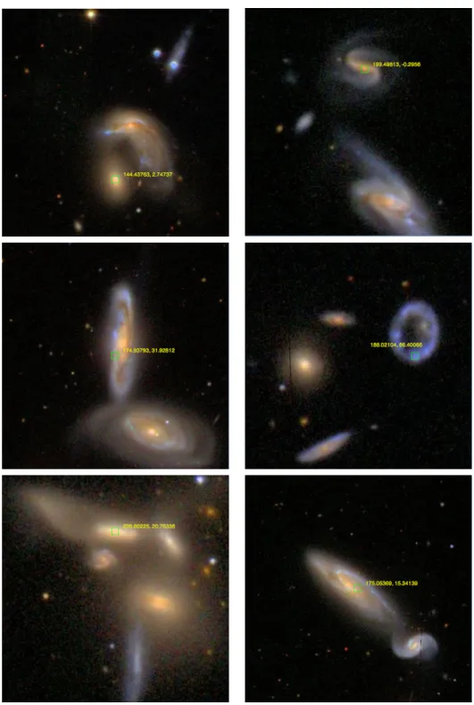 Figure 3.9: Examples from the SDSS online image viewer of galaxy mergers from our close pairs sample.