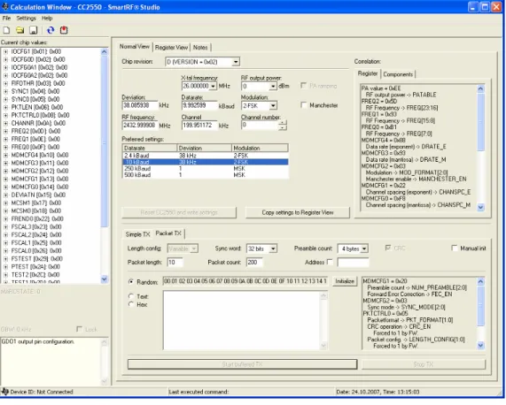 Figure 5: SmartRF ®  Studio [4] User Interface 
