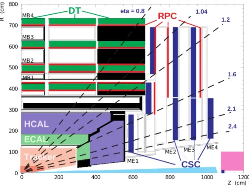 Figure II.9: The muon system of the CMS detector.