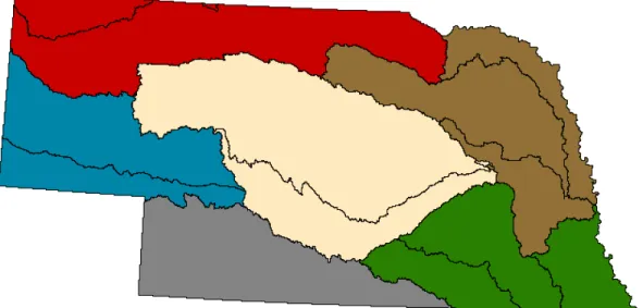 Figure 2.3 – Watershed divisions used to reduce image size, processing time, and land cover class assignment  possibilities