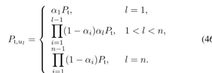 Fig. 3. An example multiplexing tree with N m = 4, where u n,sir and u n,pc represent the MUEs with the largest SIR and PC at tree level n − 1, respectively.