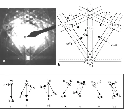 Fig. 2 The CBED pattern and the corresponding schematic program near [1 1 02] of hexagonal titanium