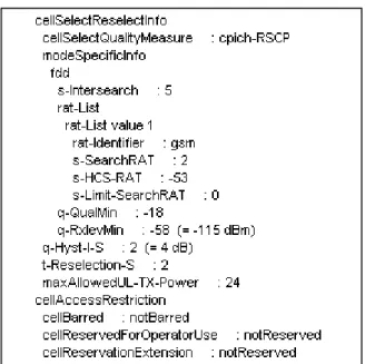 Figure 5.4: Cell selection and reselection log seen by the mobile  5.2.3  Cell Re-selection 
