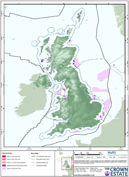 Figure 1.3: Offshore wind development map [13] 