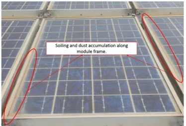 Figure 10: Soiling and dust accumulation along module frame. 