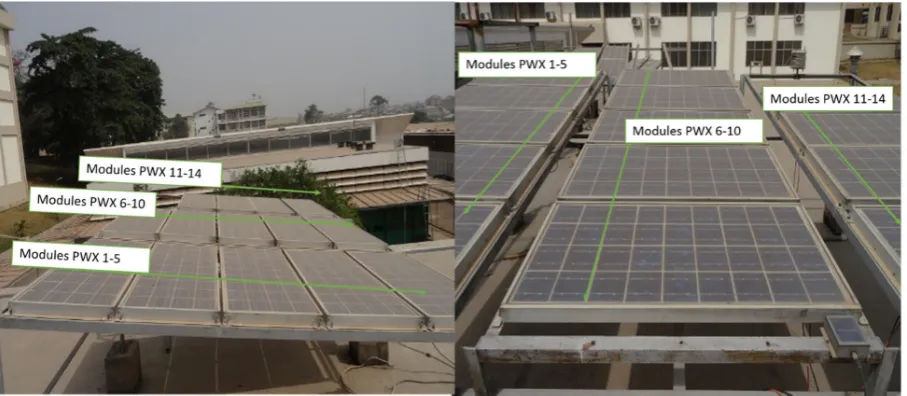 Figure 5: A photograph of the solar cell (left) showing its metallization and the module (right) 