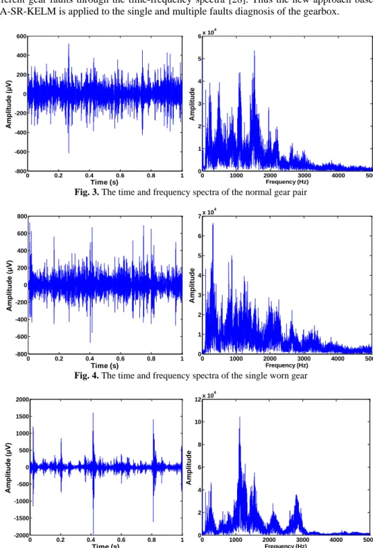 Fig. 3. The time and frequency spectra of the normal gear pair 