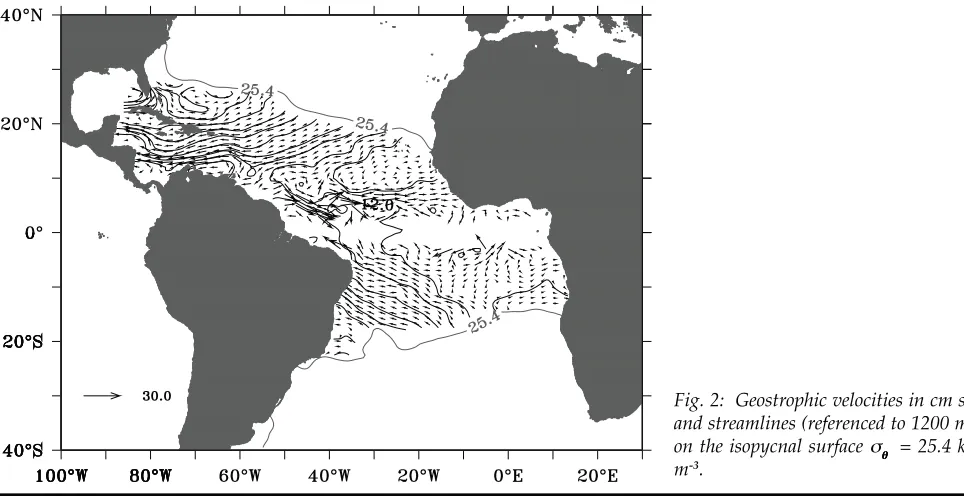 Fig. 2:  Geostrophic velocities in cm s-1