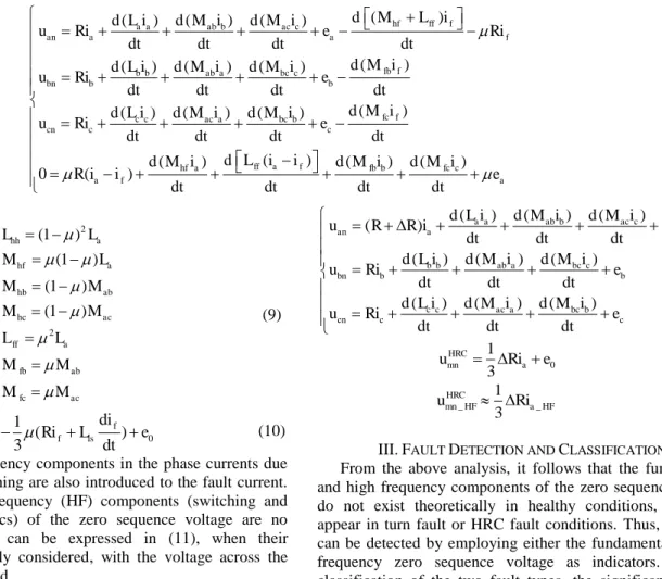 Fig. 3. Equivalent circuit in HRC fault condition and the measurement of zero  sequence voltage 