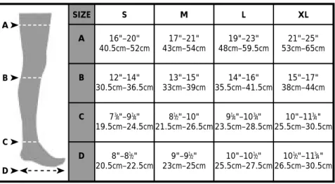 Figure 4.4 Scholl Ultima measuring chart for graduated compression hosiery (courtesy of Scholl)