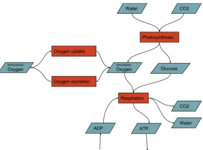 Figure 3.1: A simplified sketch demonstrating slack in a metabolic network. Assuming that the network is optimised for ATP production, and limited by light availability, there is slack in this model