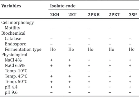 Table 2: Characteristic of Isolate LAB Sui Wu’u