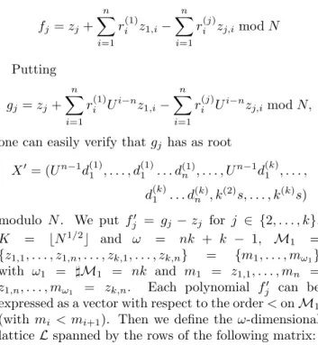 TABLE 4. Experimental Results (RSA-S1H) – Average running times (in seconds) of the LLL algorithm and the Gr¨ obner basis computation