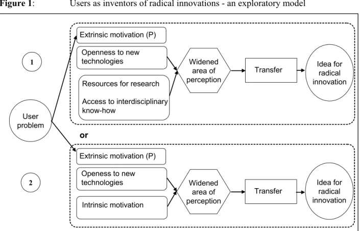 Figure 1:    Users as inventors of radical innovations - an exploratory model 