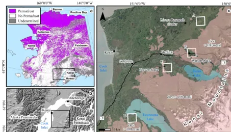 Figure 1. Study area ﬁgure.the Kenai Peninsula lowlands is shown with the black box outline.(white) in the upper 1 m of the ground surface