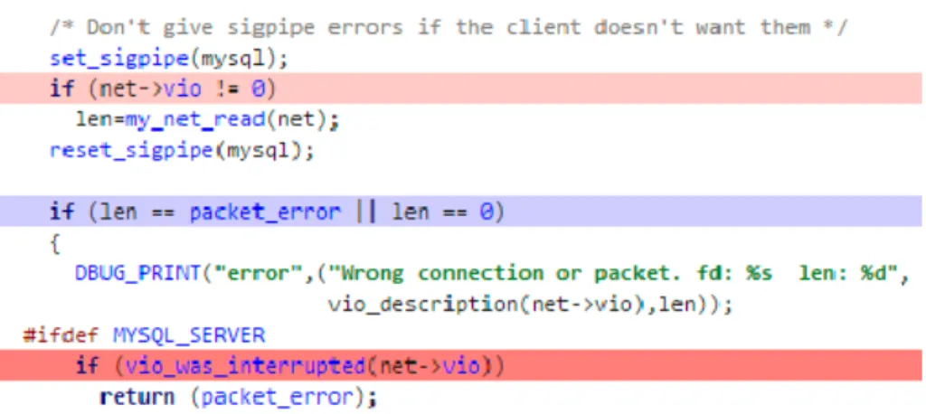 Figure 4.2: An example of a warning that labeled as actionable from CSAT analysis of MySQL